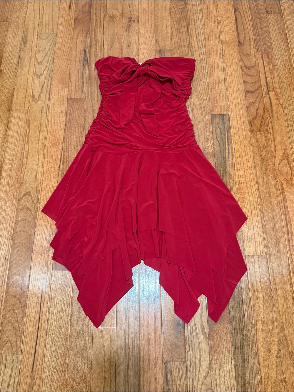 Strapless Red Flowy Dress